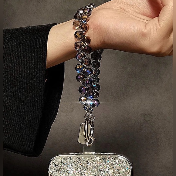 Crystal Beaded Phone Charm Lanyard with 3 attachments, 5 color choices-Pick One! - Picture 2 of 8